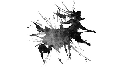 Beautiful black ink splash isolated on white background