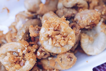 Fried pork small intestine with Garlic.