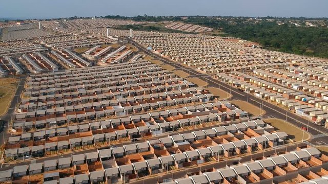 Aerial view of standardized houses of the Federal Program of the State of Sao Paulo, Brazil