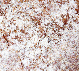 White flour on a crust of bread