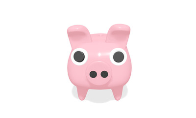 pink piggy bank on white background