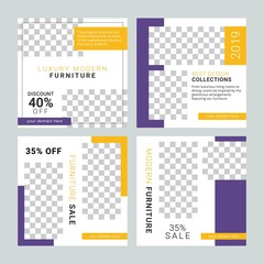 Furniture social media template banners for furniture promotion digital marketing 