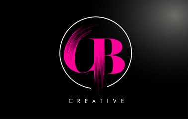 Pink CB Brush Stroke Letter Logo Design. Pink Paint Logo Leters Icon.