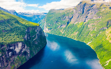 Fjord Geirangerfjord landscape, Norway.