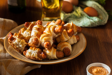 Pigs in blankets. Dark mood