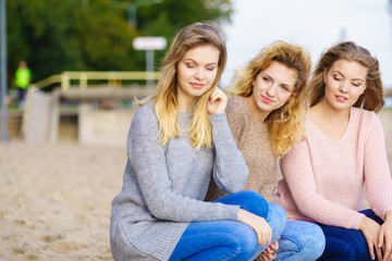 Three fashionable models outdoor