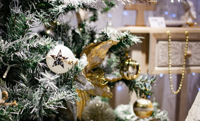 christmas tree and decorations in a home happy holidays