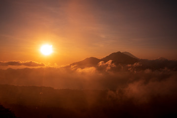 Sunrise over the volcano, Bali, Indonesia.