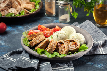 Pork rolls stuffed with mozzarella