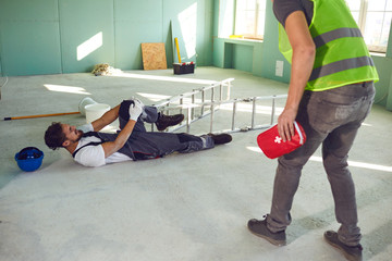 Construction worker accident with a construction worker.