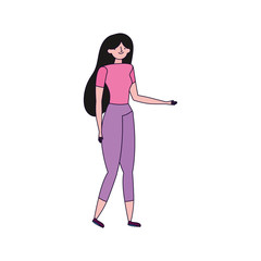 young woman cartoon character standing