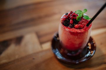 Berry smoothies, decorated with berries
