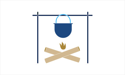 Bonfire cooking vector icon.Simple flat symbol. Perfect  pictogram illustration on white background.