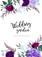Elegant seasonal dark flowers vector design wedding frame