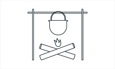 Bonfire cooking icon for outdoor food preparation