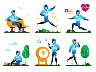 Healthy Lifestyle Routines Flat Vector Concept Set