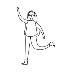 woman with ugly sweater character thick line