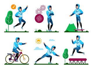 Summer Recreation and Sports Vector Concepts Set