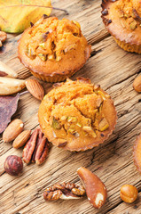 Fototapeta na wymiar Homemade pumpkin muffins