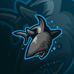 shark sniper mascot logo design vector with modern illustration concept style for badge, emblem and tshirt printing. angry shark illustration.