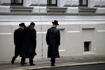 Orthodox Jewish men in the street