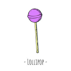 Hand-drawn isolated lollipop. Vector cartoon illustration.