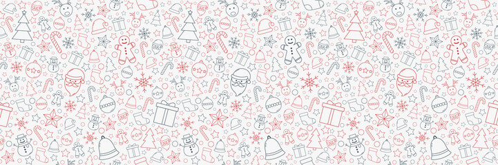 Fototapeta na wymiar Christmas pattern with decorations. Xmas seamless texture. Vector