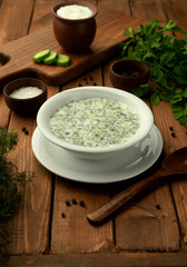 azerbaijan doghramaj yoghurt soup with fresh herbs