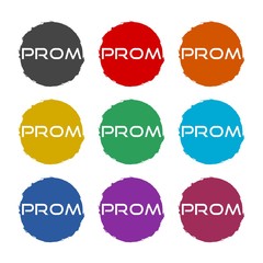Word PROM color icon set isolated on white background