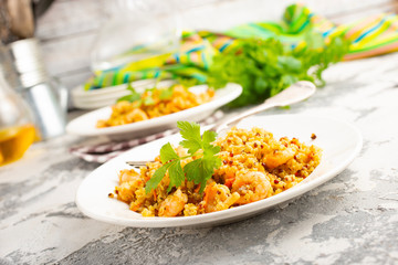 bulgur with shrimps