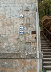 a water gauge in Cahors showing the water level in the Lot river during the biggest floods