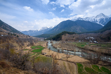Fototapeta na wymiar Beautiful landscape Pahalgam Valley in spring, Kashmir, India