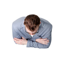 Obraz premium top view.modern business man looking at the camera