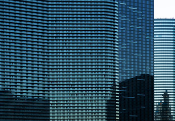 Shots of a row of glass buildings