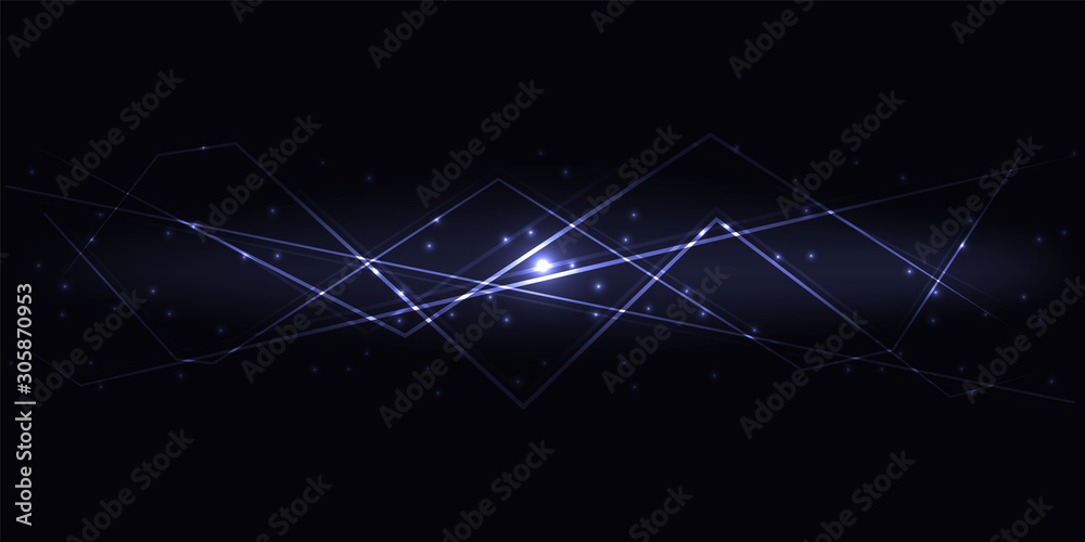 Poster Dark abstract innovation technology background with violet translucent luminous lines and highlights. Vector illustration EPS10.