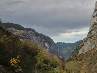 Fototapeta premium The path that goes up to the Hotel Obersteinberg from the Lauterbrunnen valley. Bernese Oberland. Switzerland