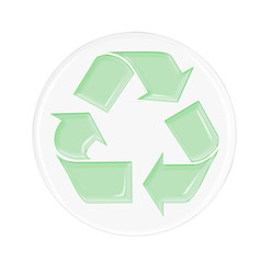 Obraz premium plastic recycle symbols with green glossy on clear transparent round shape.