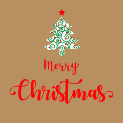 Christmas Greeting Card. Merry Christmas lettering, vector illustration. EPS10