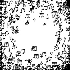 doodle music notes pattern background. Abstract musical on white  background.