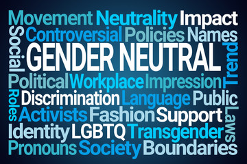 Gender Neutral Word Cloud on Blue Background