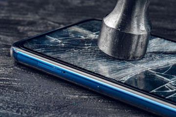 Digital gadget with tools. Repairing smartphone concept