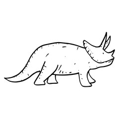 Hand drawn vector doodle triceraptor illustration. cartoon triceraptor isolated on white background for coloring page, poster design , t shirt print, and sticker.