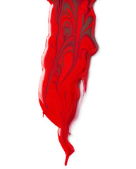 Red nail polish stains isolated on white background