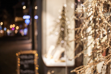 christmas shopping blurred image of shops