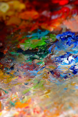 Farben Palette Maler Ölfarben Makro Nahaufnahme Kunst Hintergrund Malerei Straßenkunst Paris...