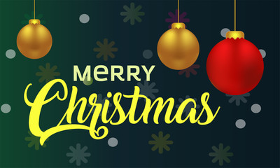 Dark Blue Christmas background with festive decoration and text - Merry Christmas and Greeting card