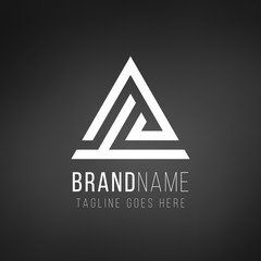 Triangle tech business logo design template. Stock Vector illustration isolated on black background.