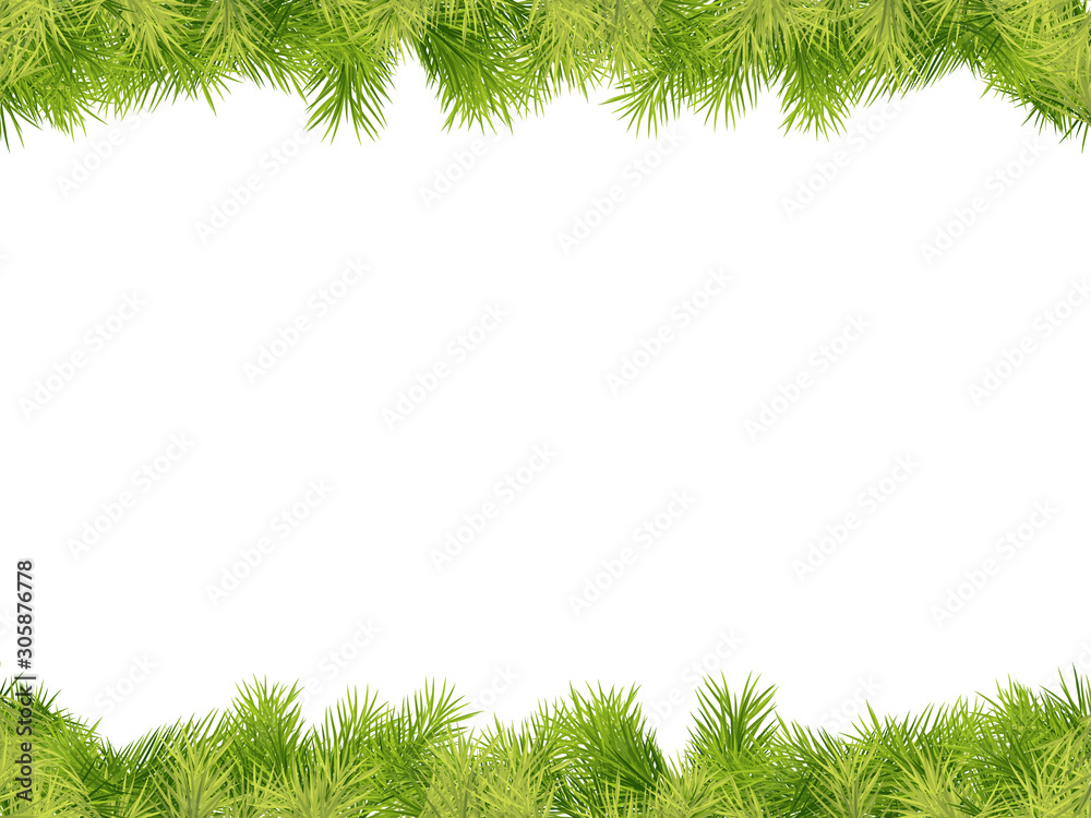 Wall mural Christmas Frame Background with Fir Tree Branch Border