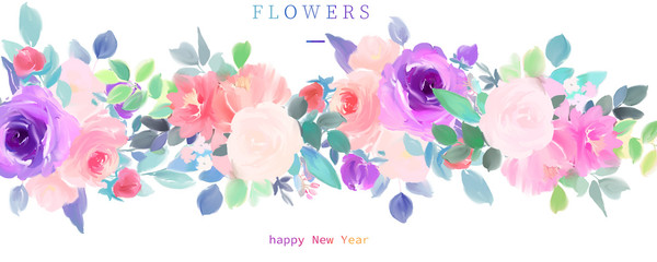 Elegant beautiful watercolor rose flower bouquet