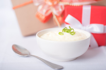 Mashed Potato style homemade food in winter